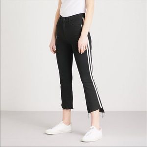 MOTHER - The Insider striped straight high-rise jeans